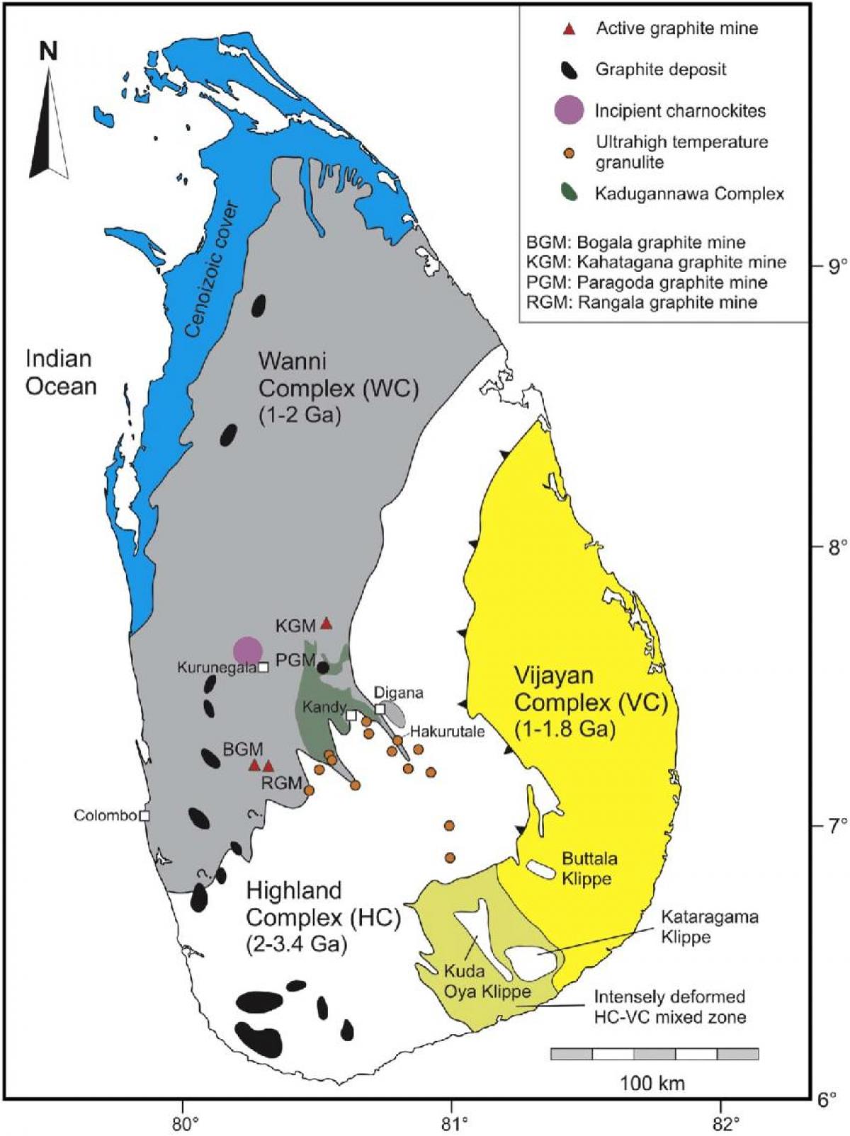 kaart mineraale, Sri Lanka