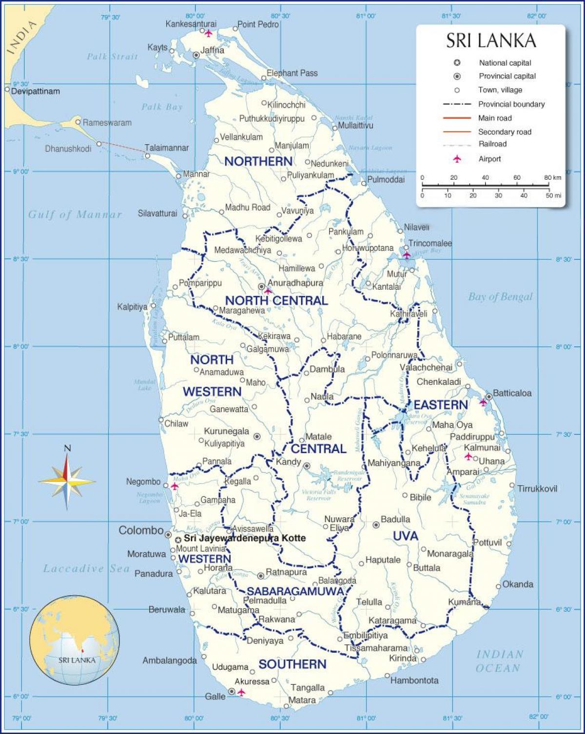 kaart rahvusvahelises lennujaamas Sri Lanka