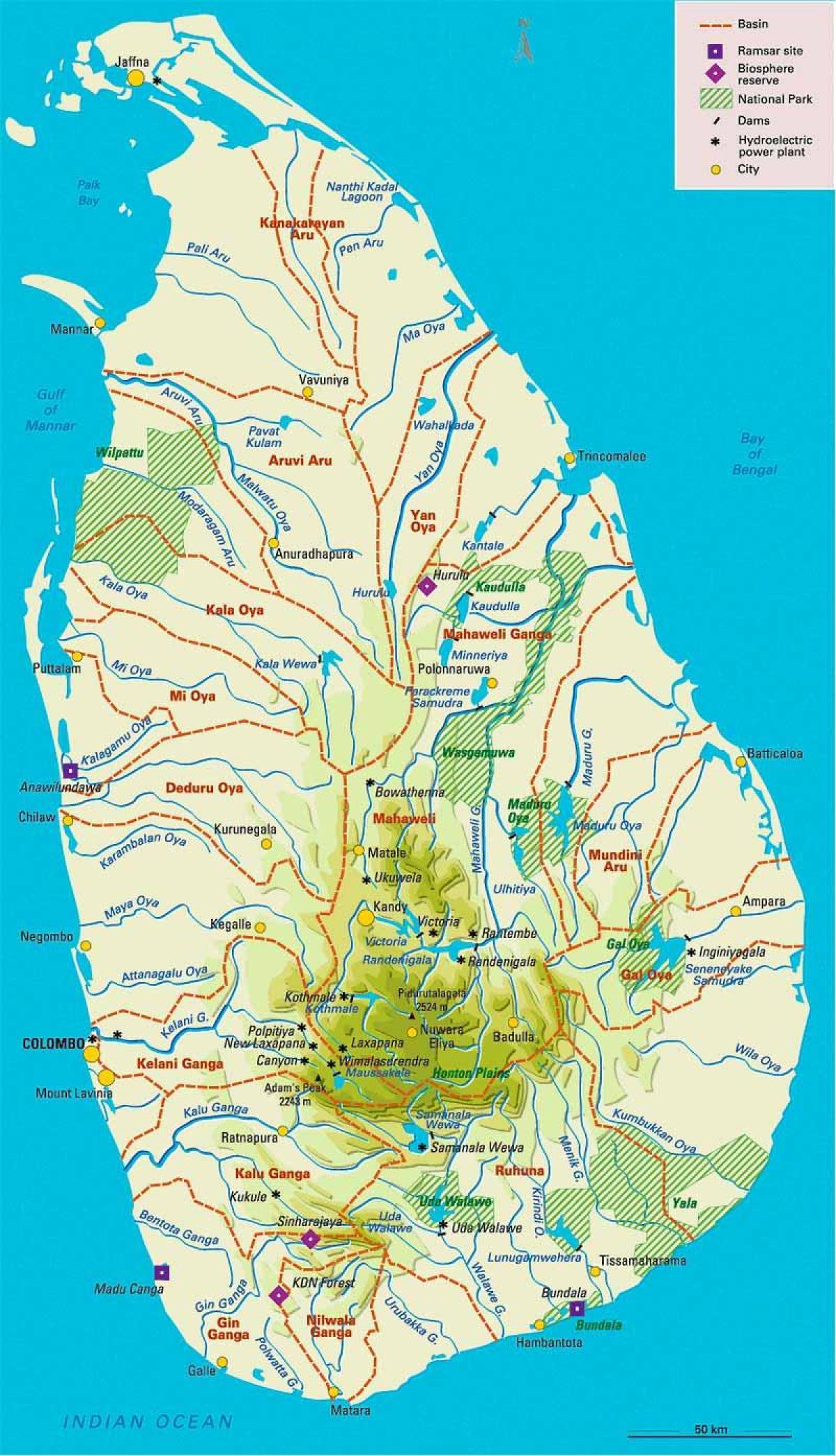 kaart Sri Lanka geograafia