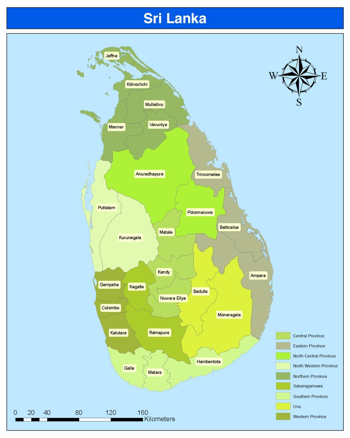 kaart Sri Lanka linnaosa kaart tamili