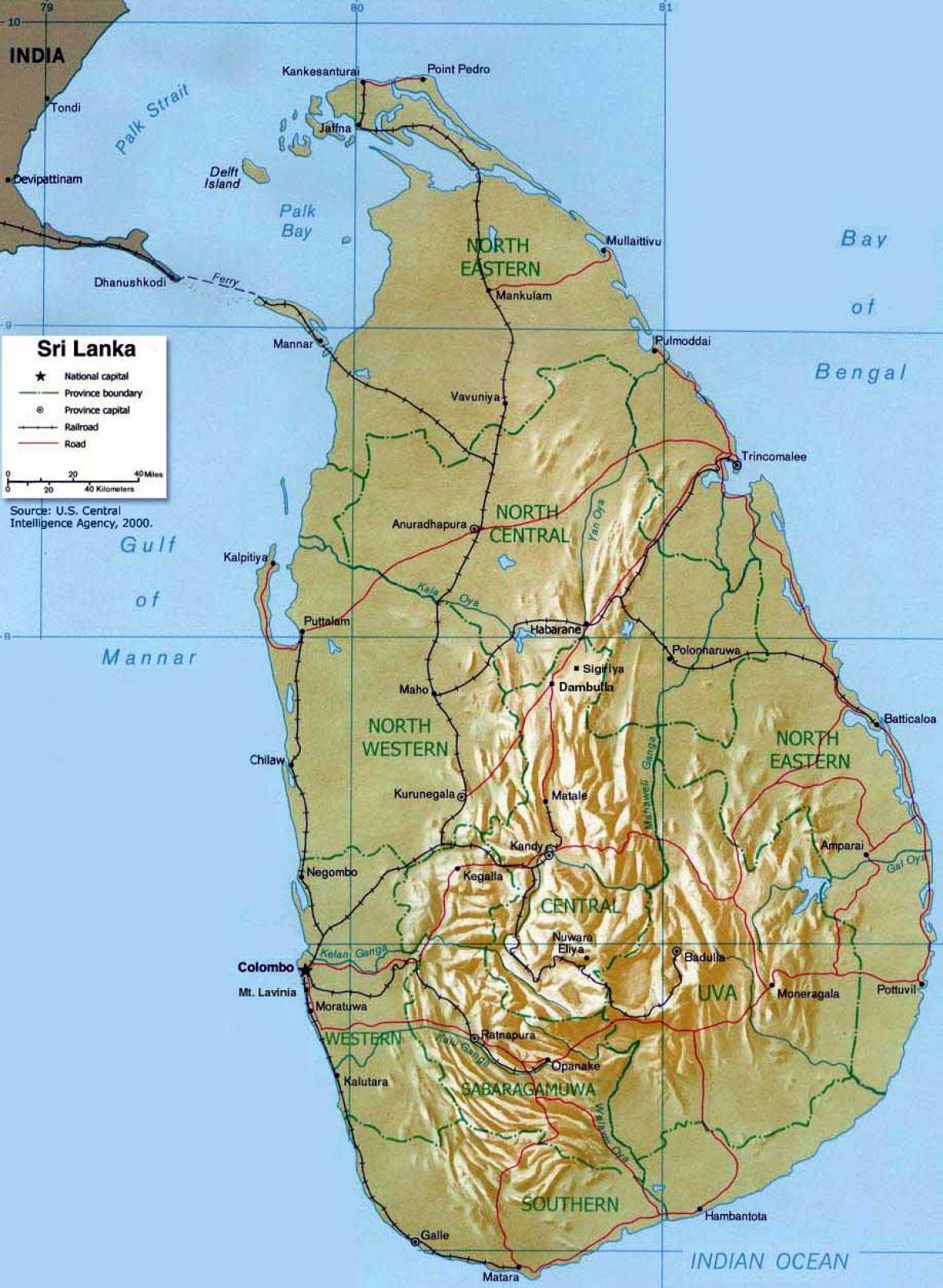 mäed Sri Lanka kaart