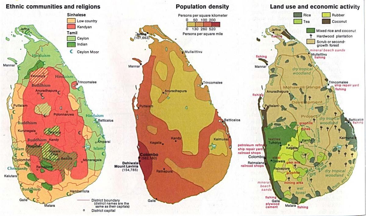 kaart Sri Lanka põllumajandus