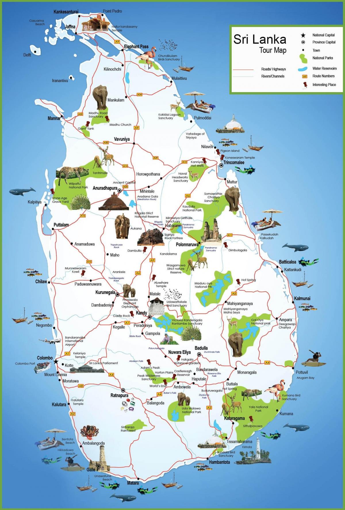 turistide kohti Sri Lanka kaart