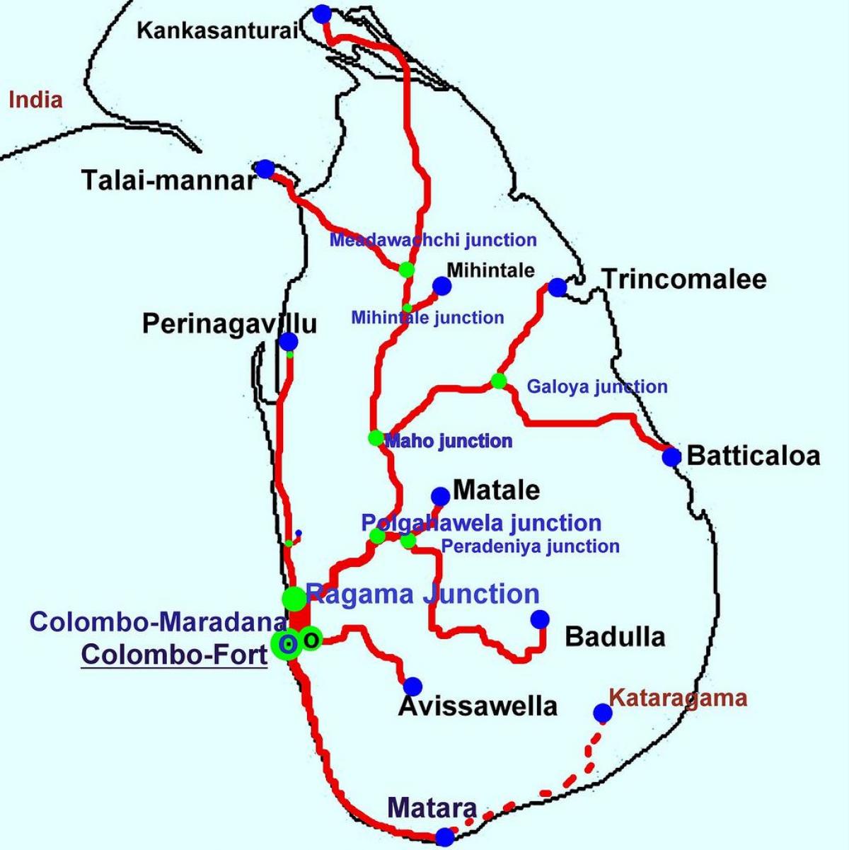 rongid Sri Lanka kaart