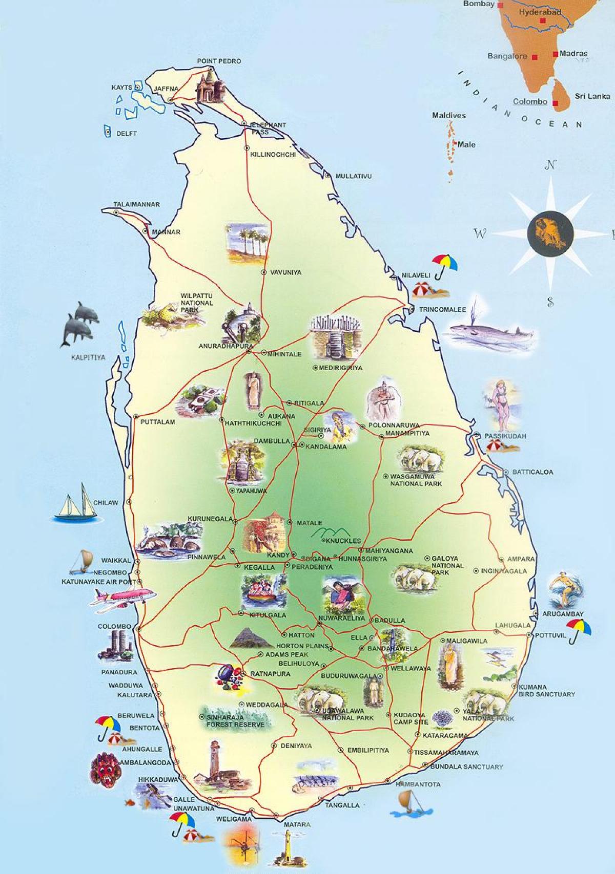 vaatamisväärsused Sri Lanka kaart
