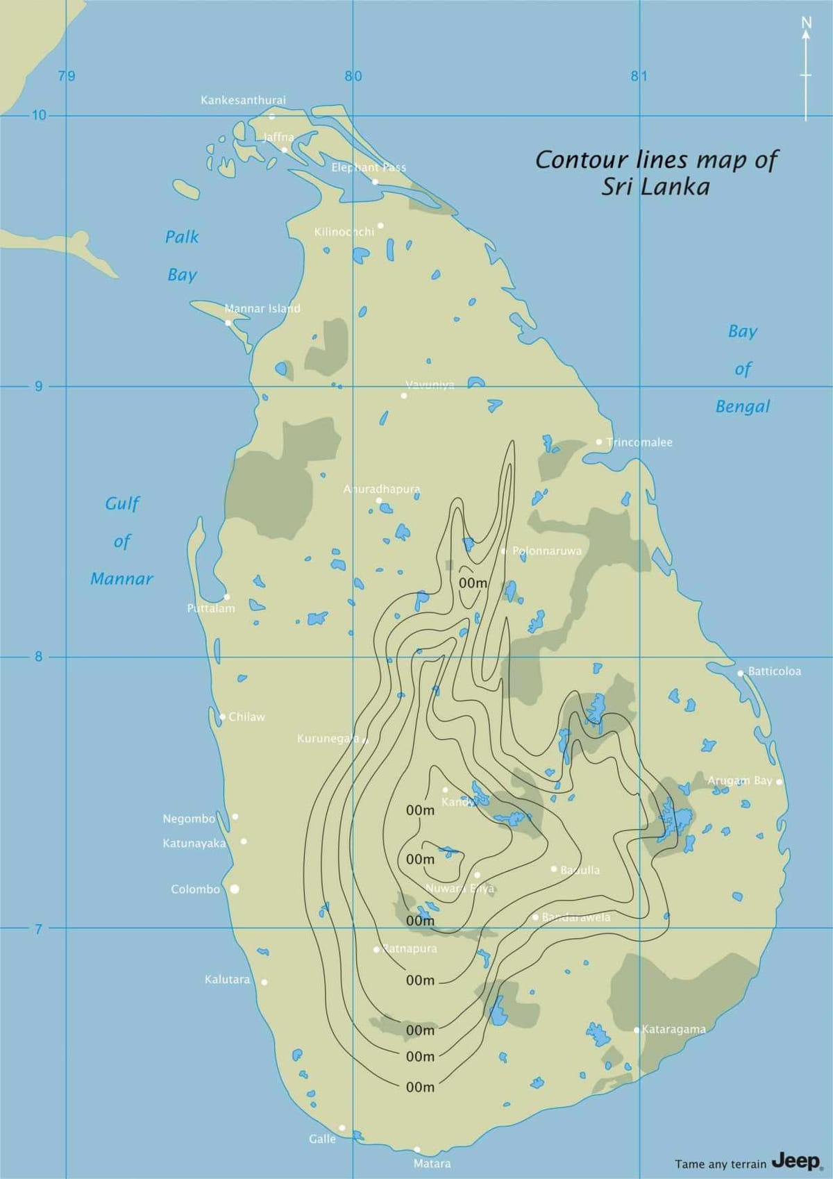kaardi kontuuri kaardil Sri Lanka