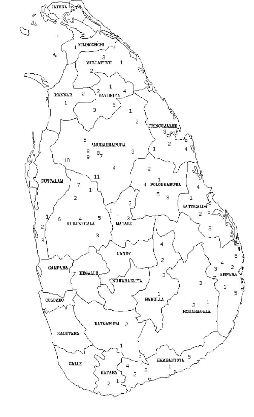 kaart Sri Lanka kaart must ja valge