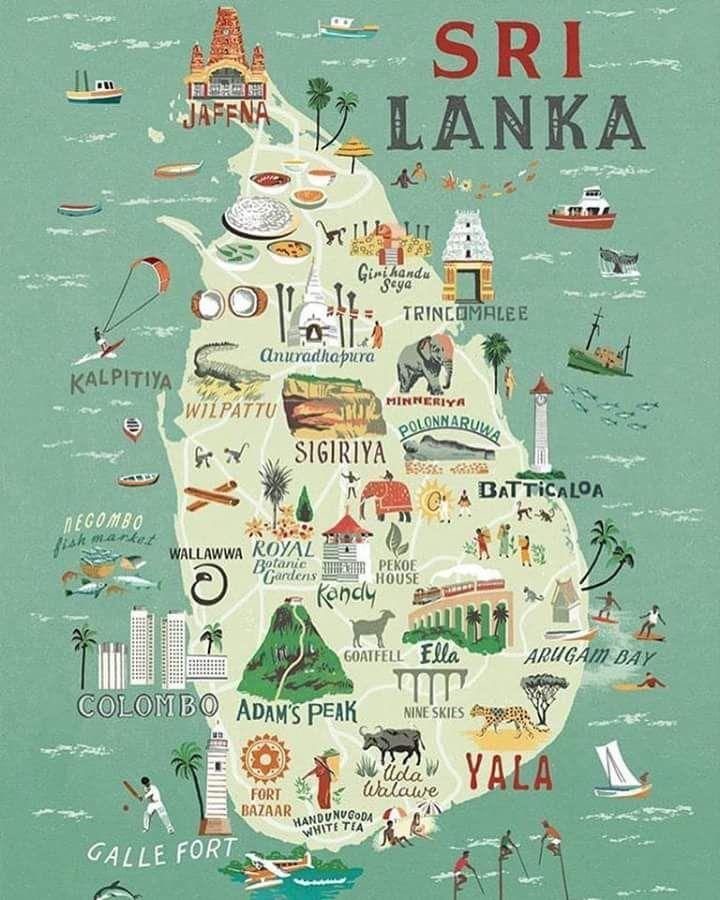 kaart Sri Lanka kaart plakat