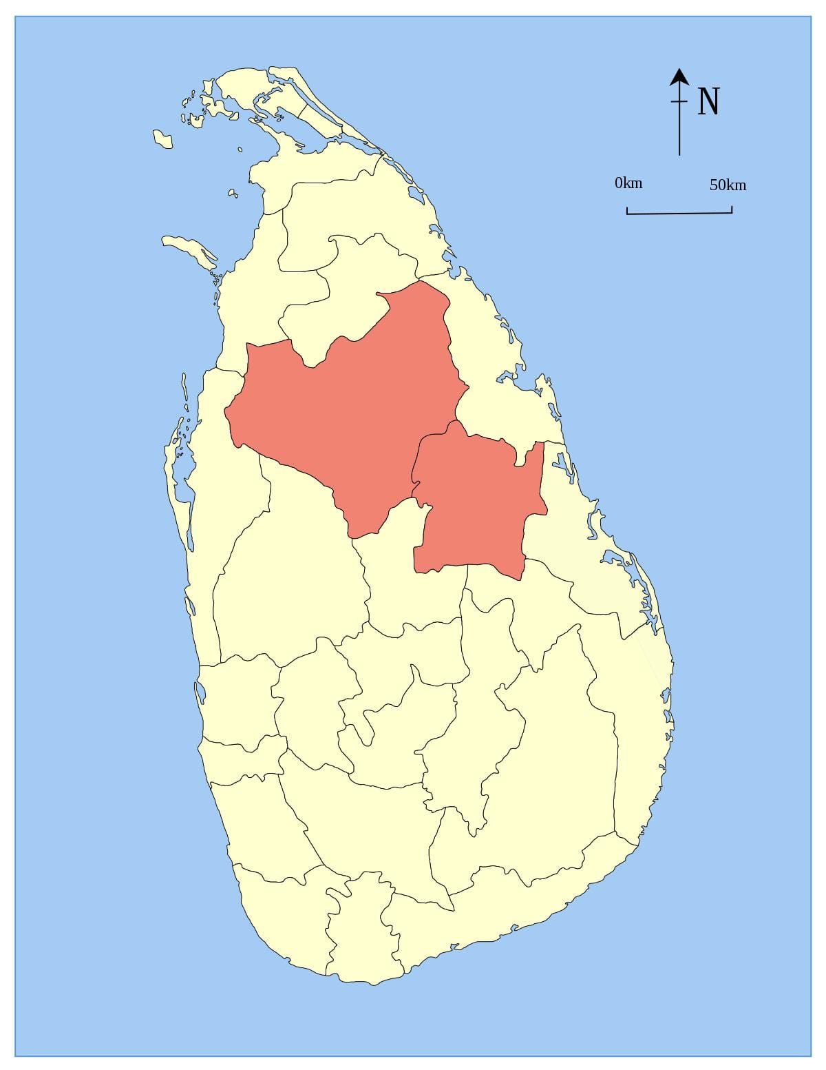 kesk provintsis Sri Lanka kaart