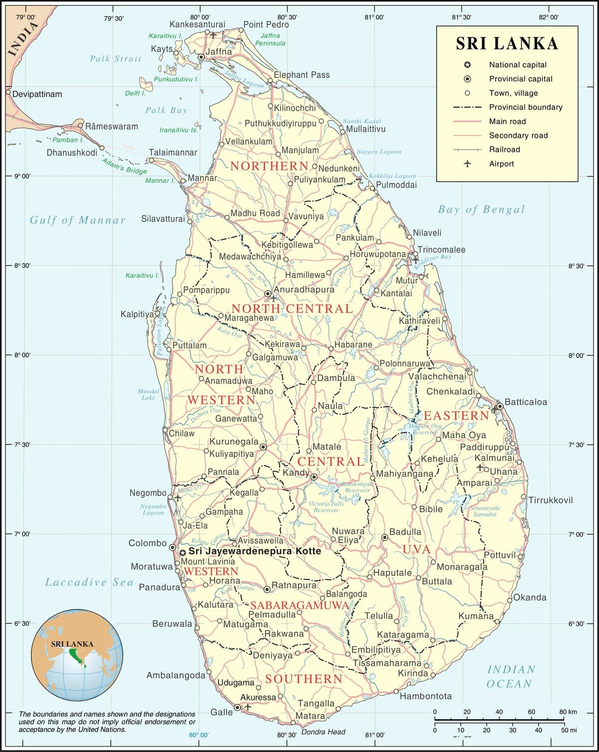 kaart Sri Lanka linnas