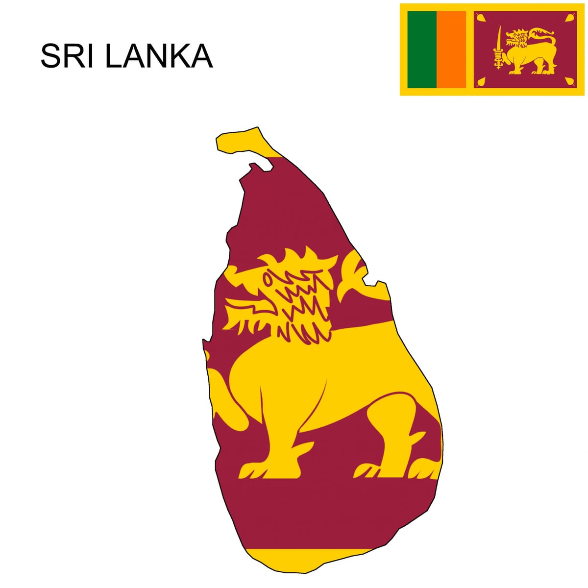 kaart Sri Lanka lippu