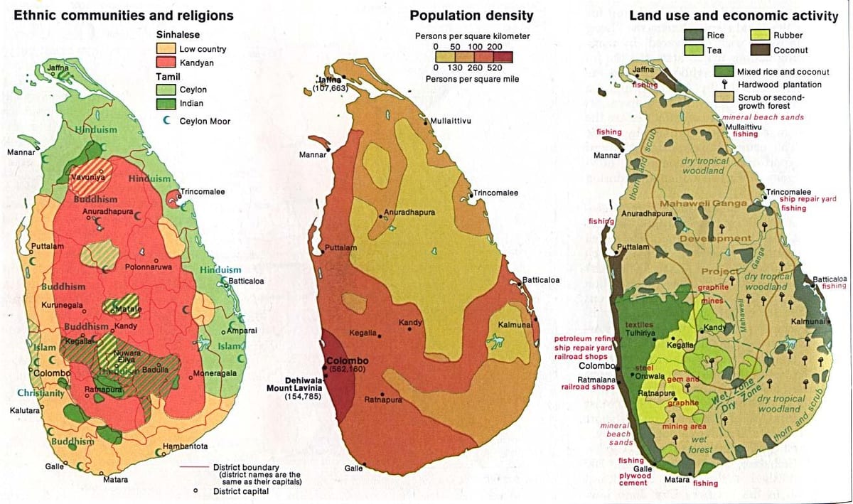 kaart Sri Lanka põllumajandus