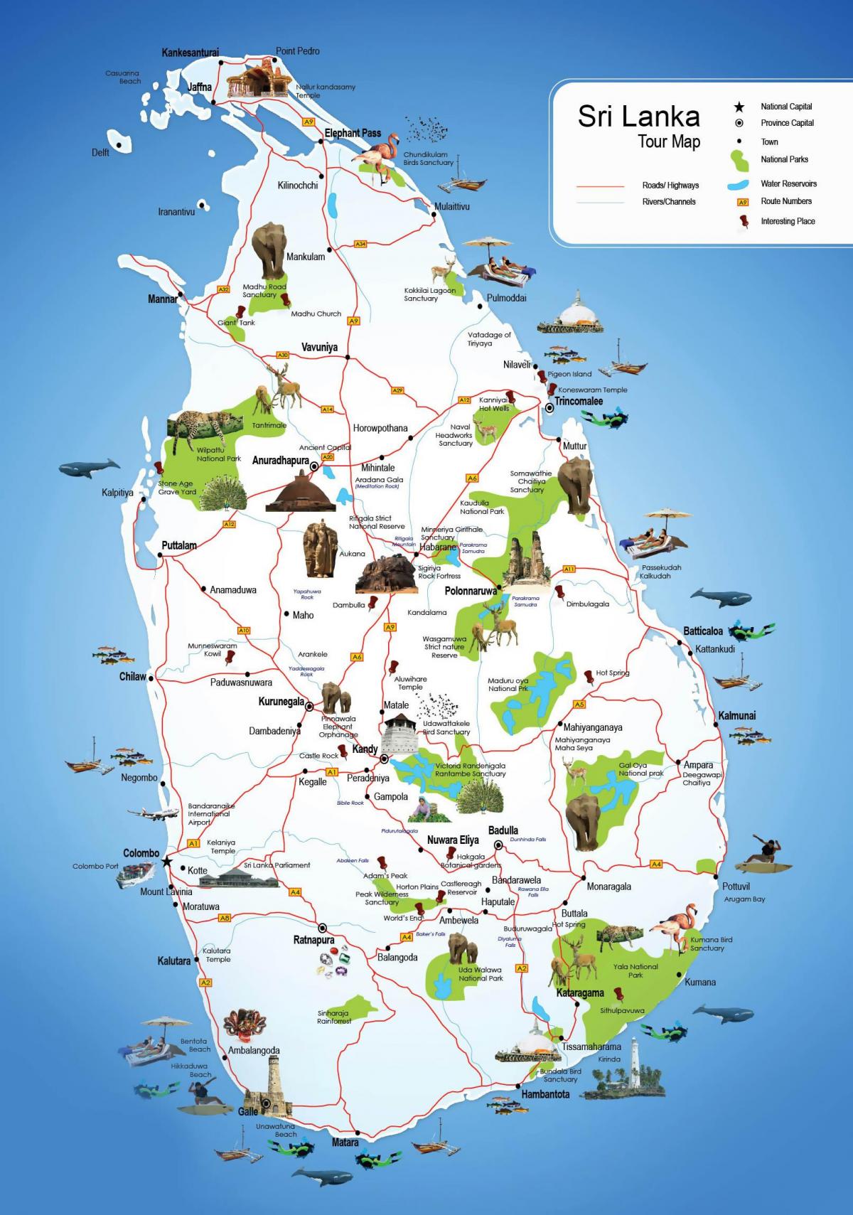 turistide kohti Sri Lanka kaart