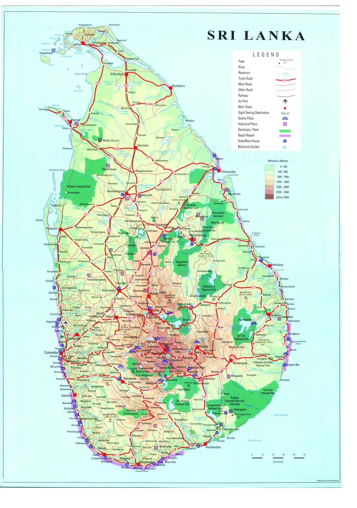 kaart Sri Lanka transport