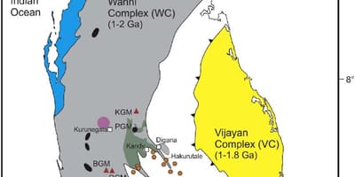 Kaart mineraale, Sri Lanka