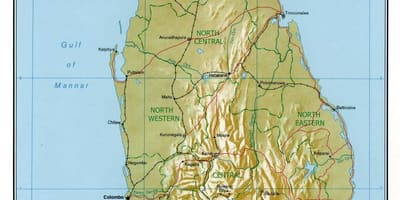 Kaart Sri Lanka füüsilise