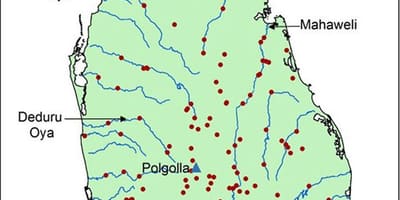 Kaart Sri Lanka ganga