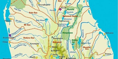 Kaart Sri Lanka geograafia