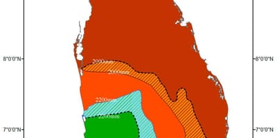 Sri Lanka kliima tsooni kaarti