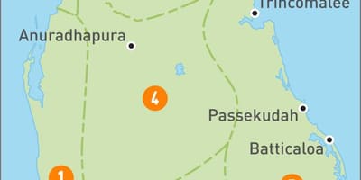 Kaart Sri Lanka piirkonnad
