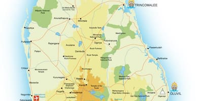 Sri Lanka vaatamisväärsusi kaart