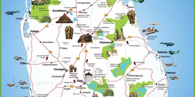 Turistide kohti Sri Lanka kaart