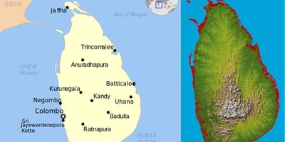 Kaart Sri Lanka topograafiline