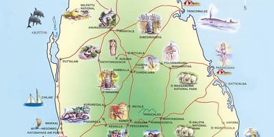 Vaatamisväärsused Sri Lanka kaart