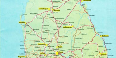 Kaart tourist map Sri Lanka tee